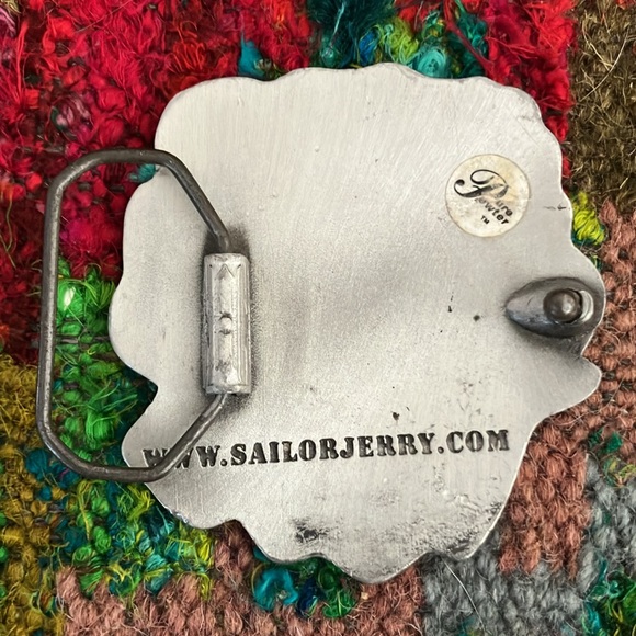 Vintage Sailor Jerry Stewed Screwed and Tattooed Authentic Pewter Belt Buckle - Picture 2 of 4